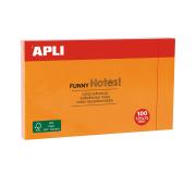 Apli Notas Adhesivas Funny 125x75mm - Bloc de 100 Hojas - Adhesivo de Calidad - Color Naranja Fluorescente