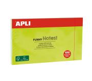 Apli Notas Adhesivas Funny 125x75mm - Bloc de 100 Hojas - Adhesivo de Calidad - Facil de Despegar - Color Verde Fluorescente