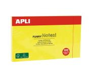 Apli Notas Adhesivas Funny 125x75mm - Bloc de 100 Hojas - Divertidos Diseños - Adhesivo de Calidad - Amarillo Fluorescente