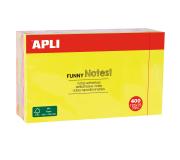 Apli Notas Adhesivas Funny 125x75mm - Bloc de 400 Hojas - 4 Colores Surtidos - Fluorescente