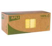 Apli Notas Adhesivas Recicladas Classic 75x75 - 12 Blocs de 100 Hojas - Adhesivo de Calidad - Papel Reciclado - Amarillo
