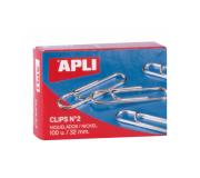 Apli Pack de 100 Clips Niquelados nº2 32 mm