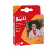 Apli Pack de 200 Fijafotos Autoadhesivos 18 x 17 mm - Solapa Triangular para Cantos de las Fotos - Facil Adherencia al Papel