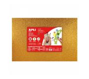 Apli Pack de 3 Goma Eva Purpurina Oro 600 x 400 mm - Grosor 2 mm - Impermeable - Moldeable al Calor - Color Oro