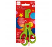 Apli Tijera Preescolar Ergonomica - Tamaño 13cm - Muelle para Apertura Facil - Hojas de Plastico - Punta Redondeada - Ideal para Niños de 3+ - Color Verde