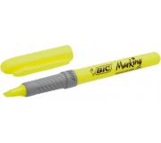 Bic Highlighter Grip Marcador Fluorescente - Tinta con Base de Agua - Punta Biselada - Trazo entre 1.60 y 3.30 mm - Color Amarillo