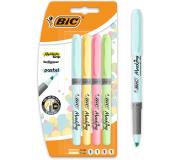 Bic Highlighter Grip Pack de 4 Marcadores Fluorescentes Pastel - Tinta con Base de Agua - Punta Biselada - Trazo entre 1.60 y 3.30mm - Colores Surtidos