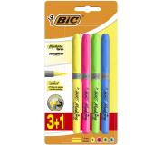 Bic Highlighter Grip Pack de 4 Marcadores Fluorescentes - Tinta con Base de Agua - Punta Biselada - Trazo entre 1.60 y 3.30mm - Colores Surtidos