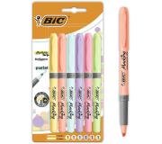 Bic Highlighter Grip Pack de 6 Marcadores Fluorescentes Pastel - Tinta con Base de Agua - Punta Biselada - Trazo entre 1.60 y 3.30mm - Colores Surtidos