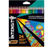 Bic Intensity Color Up Caja de 24 Lapices Triangulares de Colores Surtidos - Fabricados en Resina - Mina Ultraresistente de 3.20mm