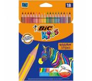 Bic Kids Evolution Stripes Caja de 18 Lapices de Colores surtidos - Fabricados en Resina - Punta Ultraresistente - Mina Pigmentada de 3.20 mm