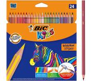 Bic Kids Evolution Stripes Caja de 24 Lapices de Colores surtidos - Fabricados en Resina - Punta Ultraresistente - Mina Pigmentada de 3.20 mm