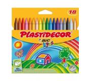 Bic Kids Plastidecor Caja de 18 Lapices de Cera - Extraresistentes - Facil de Sacar Punta - No Mancha