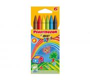 Bic Kids Plastidecor Caja de 6 Lapices de Cera - Extraresistentes - Facil de Sacar Punta - No Mancha