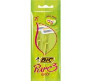 Bic Pure 3 Lady Pack de 2 Maquinillas de Depilacion Desechables de 3 Hojas - Tira Lubricante con Aloe Vera