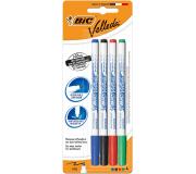 Bic Velleda 1721 Pack de 4 Rotuladores para Pizarra - Punta Fina - Trazo de 1.6mm - Borrado Optimo - Colores Surtidos