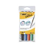Bic Velleda 1741 Estuche de 4 Rotuladores para Pizarra - Punta Media - Trazo de 1.4mm - Borrado Optimo - Colores Surtidos