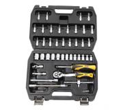 Blim Herramientas de 1/4 - Juego de Vasos y Accesorios - 13 Vasos: 4, 45, 5, 55, 6, 7, 8, 9, 10, 11, 12, 13, 14mm - Chicharra de 72 Dientes - Barras de Extension - Articulacion Universal - Mango Corredizo - Cabezales para Mango destornillador - Color Negr