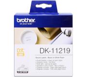 Brother DK11219 - Etiquetas Originales Precortadas Circulares - 12 mm de Diametro - 1200 Unidades - Texto negro sobre fondo blanco