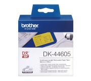 Brother DK44605 - Etiquetas Removibles Originales de Tamaño personalizado - Ancho 62mm x 30,48 metros - Texto negro sobre fondo amarillo