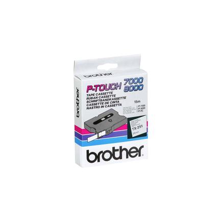 Brother TX251 Cinta Laminada Original de Etiquetas - Texto Negro sobre Fondo Blanco - Ancho 24mm x 15 metros