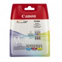 Canon CLI521 Pack de 3 Cartuchos de Tinta Originales - Cian, Magenta, Amarillo - 2934B010