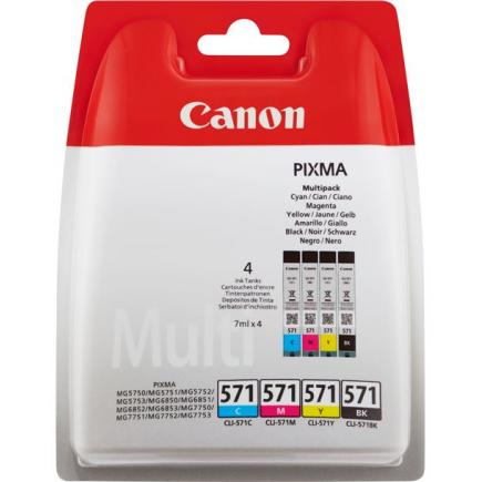 Canon CLI571 Pack de 4 Cartuchos de Tinta Originales - 0386C005