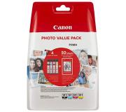 Canon CLI581 Pack de 4 Cartuchos de Tinta Originales - 50 Hojas de Papel Fotografico - 2106C005