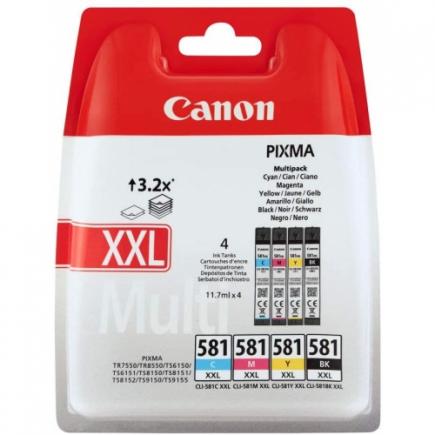 Canon CLI581XXL Pack de 4 Cartuchos de Tinta Originales - 1998C005