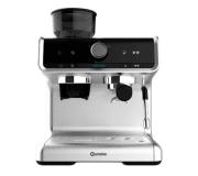 Cecotec Power Espresso 20 Barista Cream Cafetera con Brazo con Doble Salida 1550W - Deposito de Cafe en Grano 250g - Molinillo con 30 Niveles - Thermoblock - Deposito de Agua 2,5L