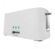 Cecotec Toast & Taste 16000 Extra White Tostadora Electrica 1630W - 6 Niveles - 2 Ranuras Largas Extraanchas - Capacidad para 4 Tostadas - Incluye Soporte Panecillos - Bandeja Recogemigas