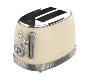 Cecotec Toast & Taste 800 Vintage Light Beige Tostadora Electrica 850W - 6 Niveles - 2 Ranuras Cortas Extraanchas - Capacidad para 2 Tostadas - Bandeja Recogemigas - Acabados en Acero Inoxidable