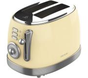 Cecotec Toast & Taste 800 Vintage Light Yellow Tostadora Electrica 850W - 6 Niveles - 2 Ranuras Cortas Extraanchas - Capacidad para 2 Tostadas - Bandeja Recogemigas - Acabados en Acero Inoxidable