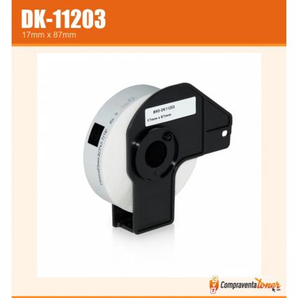 Compatible Brother DK11203 (DK-11203) Etiquetas Precortadas para Carpetas - 17x87 mm - 300 Unidades - Texto negro sobre fondo blanco