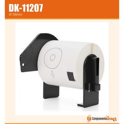 Compatible Brother DK11207 (DK-11207) Etiquetas Precortadas Circulares para CD/DVD - 58 mm de Diametro - 100 Unidades