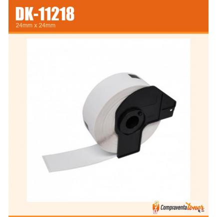 Compatible Brother DK11218 (DK-11218) - Etiquetas Precortadas Circulares - 24 mm de Diametro - 1000 Unidades - Texto negro sobre fondo blanco