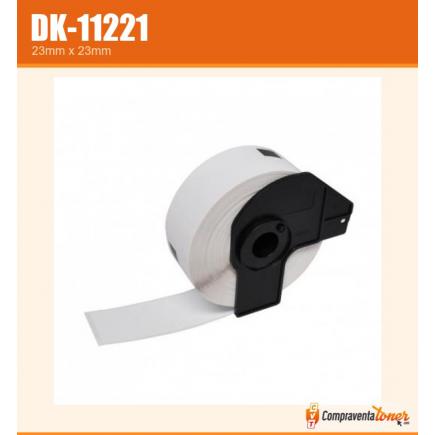 Compatible Brother DK11221 (DK-11221) Etiquetas Precortadas Cuadradas - 23x23 mm - 1000 Unidades - Texto negro sobre fondo blanco
