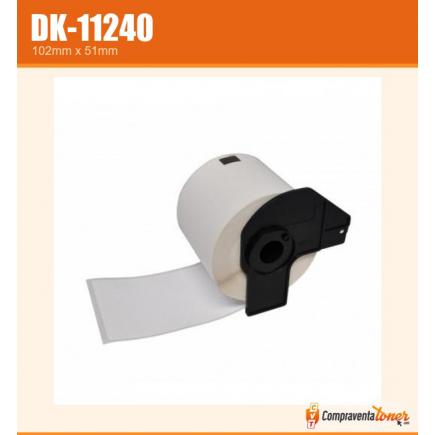 Compatible Brother DK11240 (DK-11240) Etiquetas Precortadas Multiproposito Grandes - 102x51 mm - 600 Unidades - Texto negro sobre fondo blanco
