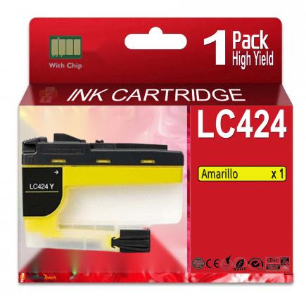Compatible Brother LC-424 Amarillo Cartucho de Tinta LC424Y para Brother DCP-J1200DW, W, WE