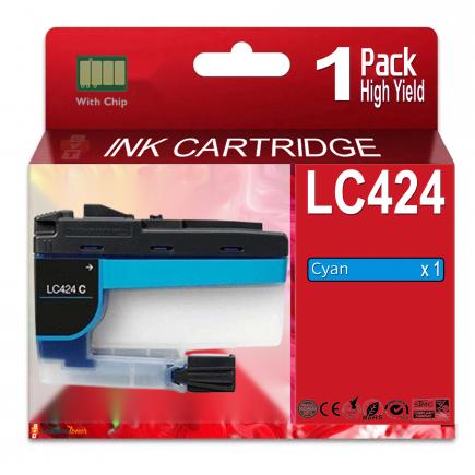Compatible Brother LC-424 Cyan Cartucho de Tinta LC424C para Brother DCP-J1200DW, W, WE