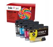 Compatible Brother LC-424 Pack de 4 Cartuchos de Tinta LC424VAL para Brother DCP-J1200DW, W, WE