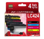 Compatible Brother LC-424 Pack de 4 Cartuchos de Tinta LC424VAL para Brother DCP-J1200DW, W, WE