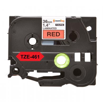 Compatible Brother TZe461 (TZ-461) Cinta Laminada de Etiquetas - Texto negro sobre fondo rojo - Ancho 36mm x 8 metros