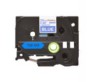 Compatible Brother TZe555 (TZ-555) Cinta Laminada de Etiquetas - Texto blanco sobre fondo azul - Ancho 24mm x 8 metros