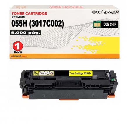 Compatible Canon 055H (CON CHIP) Amarillo Cartucho de Toner 3017C002 / 3013C002 para Canon i-Sensys LBP662Cdw LBP663Cdw LBP664Cx MF742Cdw MF744Cdw MF746Cx
