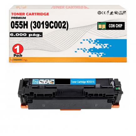Compatible Canon 055H (CON CHIP) Cyan Cartucho de Toner 3019C002 / 3015C002 para Canon i-Sensys LBP662Cdw LBP663Cdw LBP664Cx MF742Cdw MF744Cdw MF746Cx