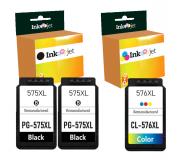 Compatible Canon PG575XL x2 Negro + CL576XL Tricolor Cartuchos de Tinta para Canon Pixma TS 3550i, TS 3551i, TR 4750i, TR 4751i