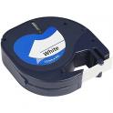 Compatible Dymo Letratag S0721510 Cinta de Etiquetas para Rotuladora - Texto negro sobre fondo blanco - Ancho 12mm x 4 metros (91200)