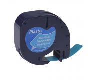 Compatible Dymo LetraTag S0721650 Cinta de Etiquetas para Rotuladora - Texto negro sobre fondo azul - Ancho 12mm x 4 metros (91205)