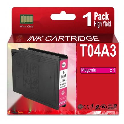 Compatible Epson T04A3 Magenta Cartucho de Tinta Pigmentada C13T04A340 para WorkForce Pro WF-C8190, WF-C8690